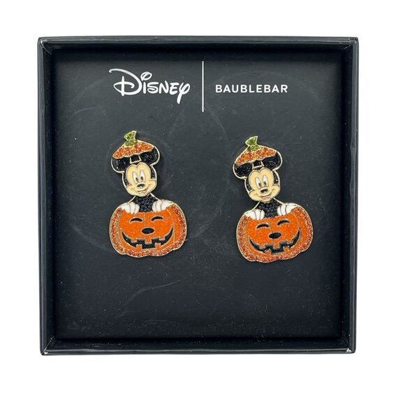 Baublebar Disney Earrings Halloween Mickey Mouse Pumpkin Dangle Moveable Sparkle - Picture 1 of 5